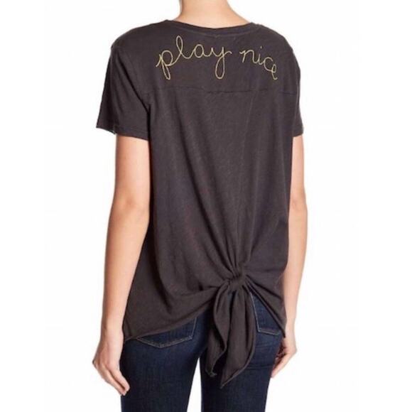 Sundry Play Nice Tie Back Tee in Black - Picture 5 of 7